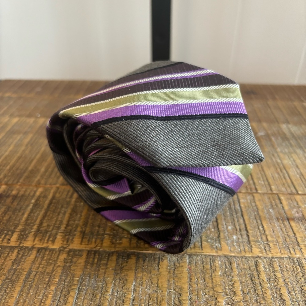 Ted Baker London Purple Diagonal Stripe Silk Tie Men 3” Wide 58” Long Made USA